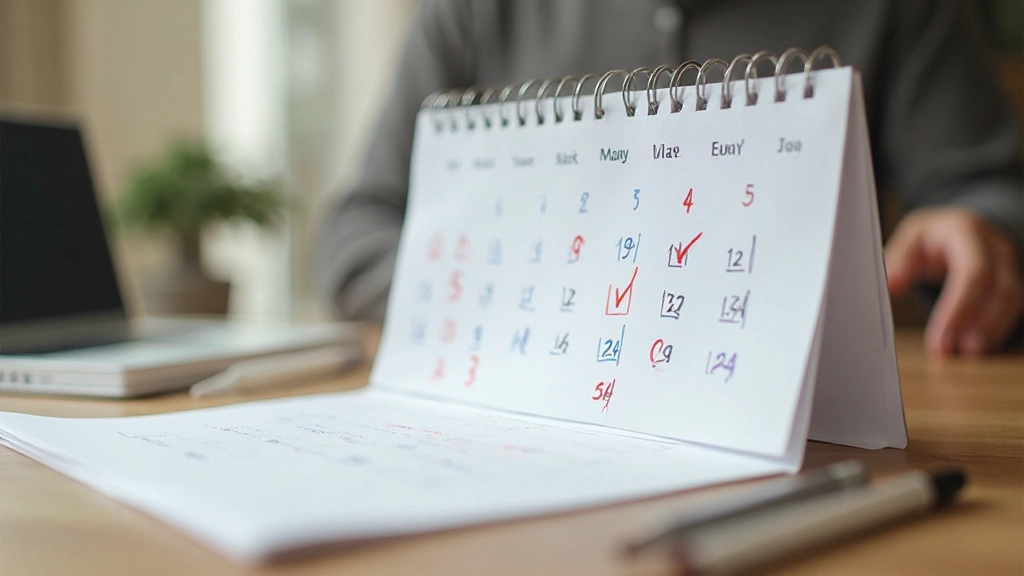 Trainingskalender mit durchgestrichenen Tagen zeigt tägliche Trainingserfolge