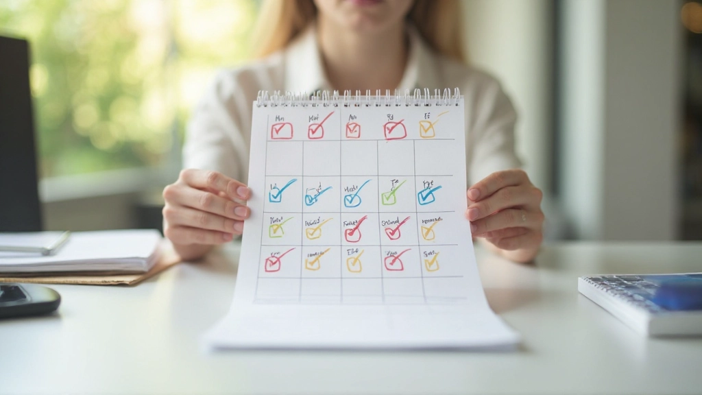 Kalender mit verschiedenen markierten Tagen zur Verfolgung von Gewohnheiten